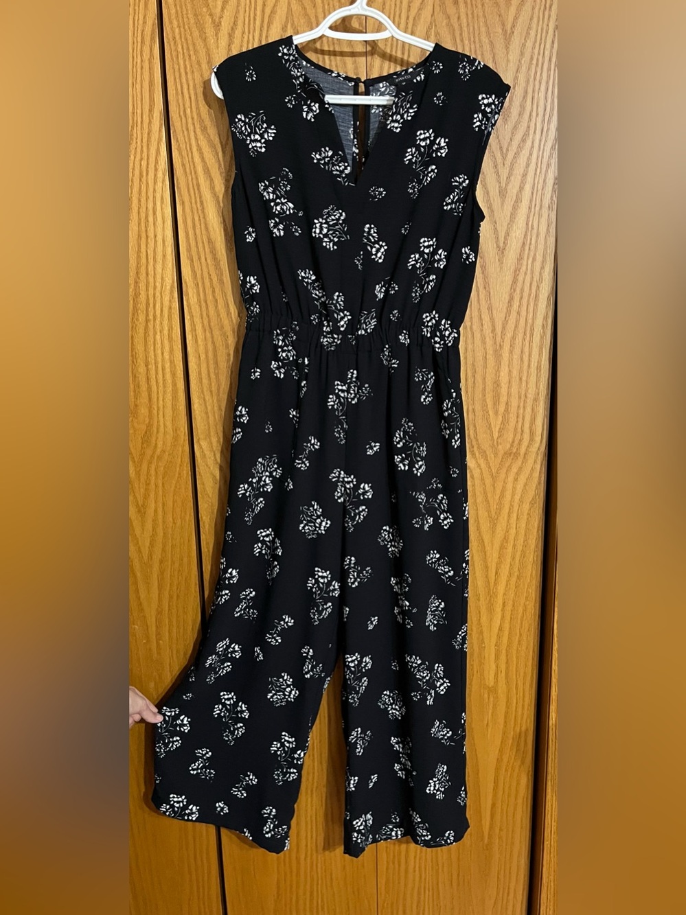 RW&CO. Black Jumpsuit with White Floral Print